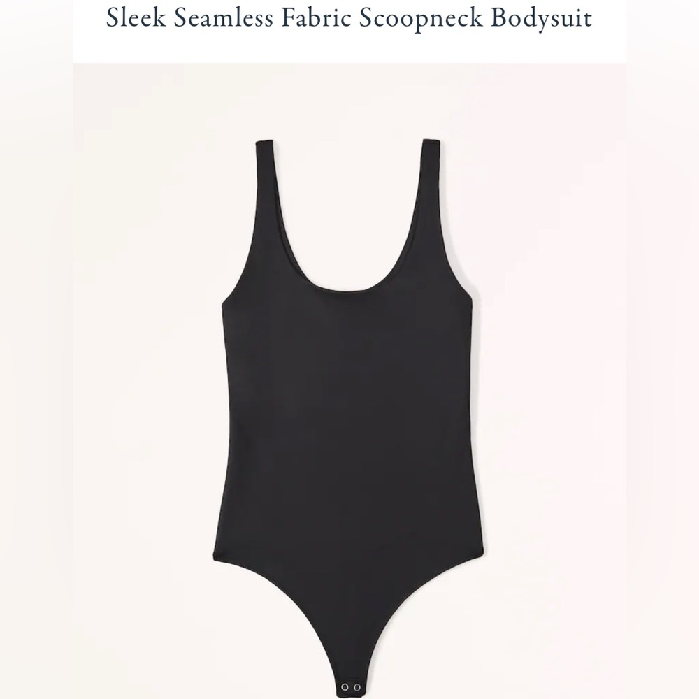 Abercrombie Sleek Seamless Fabric Scoopneck Bodysuit Black NWT